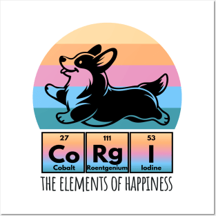 Fun Corgi Happiness Periodic Table of Elements Sunset design Posters and Art